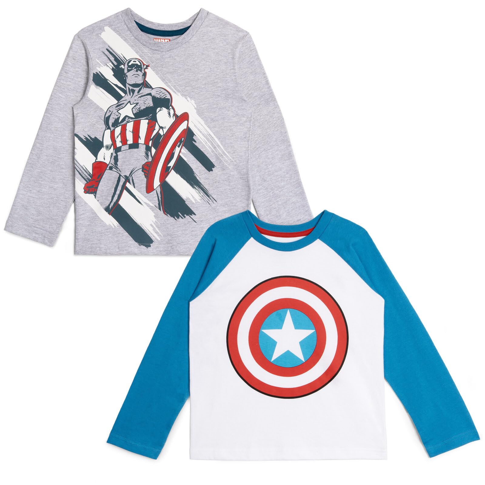 Marvel Avengers Spider-Man Iron Man Captain America Hulk Black Panther Miles 2 Pack Long Sleeve T-Shirts Toddler to Big Kid